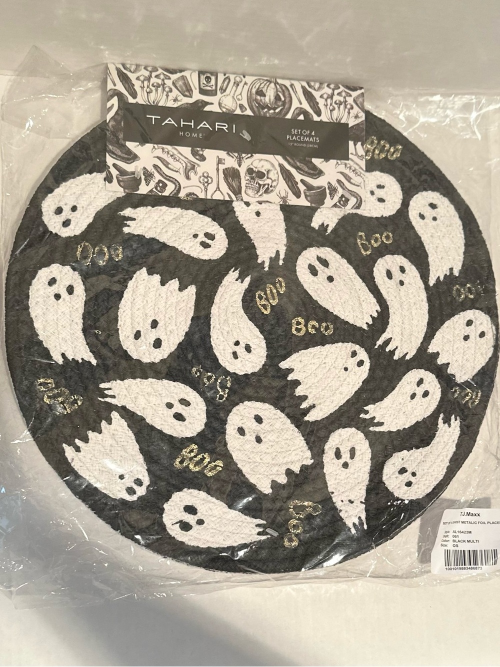 Tahari Home NWT 4Pk Ghost Metallic Foil Placemats